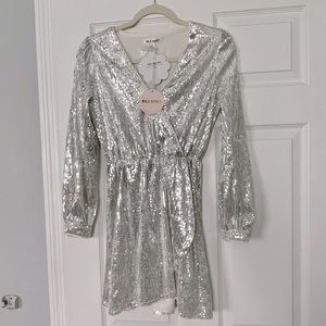 Silver sequin party dress S